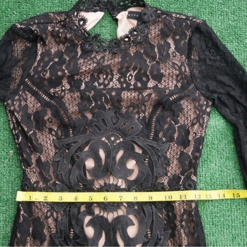 City Studio Black Maxi Dress All over Lace Night Gown Size 0 - Picture 8 of 10